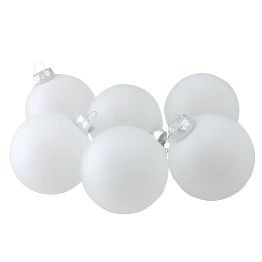 6ct. 3.25&#x22; Matte Frosted White Glass Ball Ornaments